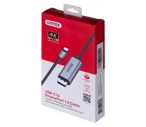 Unitek USB-C na DisplayPort 1.4 / Kabel / 8K 60Hz / HDR / 144Hz / 1,8 m