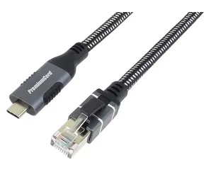 PremiumCord Ethernetový adaptér USB-C - RJ45 / Síťový kabel / 10/100/1000 Mbit / 2 m