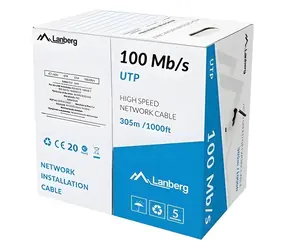Lanberg UTP kabel Cat5e 305m drát černý