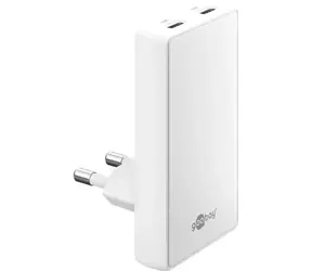 Goobay GaN nabíječka 90° bílá / Síťová nabíječka / 2x USB-C / 65W / PD / GaN
