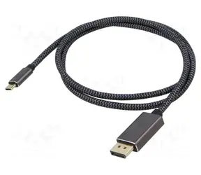 Goobay 75708 USB-C - DisplayPort černá/stříbrná / Kabel / DP Alt Mode / 4K 60Hz / 2 m / textilní