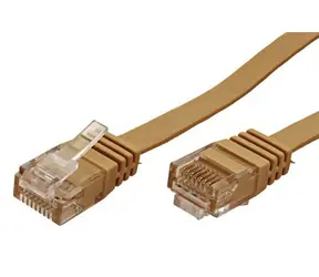 goobay Plochý patch kabel Cat6 U/UTP hnědá 10 m / Patch kabel / CAT6 / U/UTP / RJ-45
