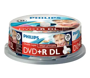 Philips DVD+R DL 8,5GB / Médium DVD / 8x / 25 ks / Spindl