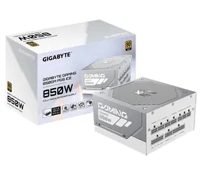 GIGABYTE GAMING 850GM PG5 ICE bílá / Zdroj / 850W / 80 PLUS Gold / ATX 3.1 / modulární / 135mm ventilátor