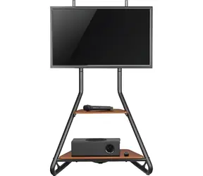 Maclean MC-455 / Rohový podlahový stojan pro TV / 37-75" / dřevěné police / nosnost 40 kg