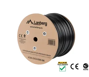Lanberg LCU6-21CU-0305-BK černá / Síťový kabel / Cat6 / U/UTP / 305 m / venkovní / CU / Fluke Test