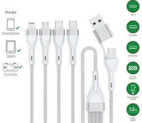 4smarts 541024 bílý / USB kabel / USB-A + USB-C - 2x USB-C + Lightning + microUSB / 1,2 m