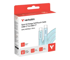 Verbatim SoftTouch 30273 modrá / USB-C kabel / 60 W PD 3.0 / 1,2 m