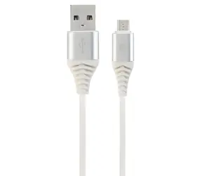 Cablexpert USB-A - Micro-USB bílo-stříbrná / USB kabel / opletený / 1 m