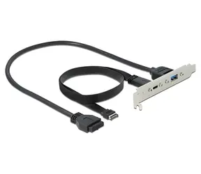 DeLock Slotová záslepka USB-C a USB-A černá / Adaptér do PC skříně / USB 3.2 Gen 2 / 0,5 m