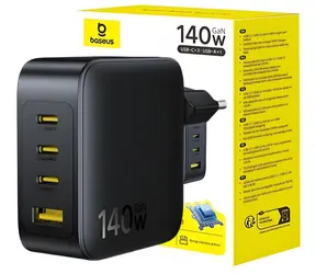 Baseus EnerFill FH11 Cosmic Black / Nabíječka do sítě / 5 A / 1x USB-A / 3x USB-C