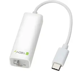 Techly Adaptér USB-C na Gigabit Ethernet bílá / Adaptér / USB-C / RJ45 / 10/100/1000 Mbit/s