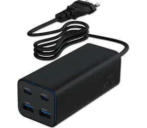 Gembird GaN nabíječka 4x USB 100 W černá / Nabíječka / Power Delivery / QC 3.0 / 2x USB-C, 2x USB-A