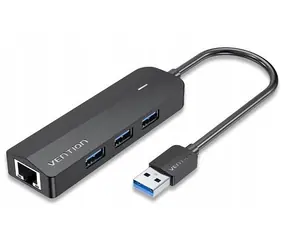 Vention černá / USB hub 5v1 / 3x USB-A 3.2 Gen 1 / Gigabit Ethernet RJ-45 / 5 Gbit/s