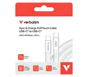 Verbatim SoftTouch 30274 bílá / USB-C kabel / 60 W PD 3.0 / 1,2 m