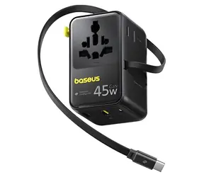 Baseus PicoGo AG11 Cosmic Black / Cestovní nabíječka / 45W / GaN / 6 výstupů / USB-C + USB-A