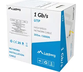 Lanberg UTP kabel drát žlutý / CCA / 305 m / 1 Gb/s