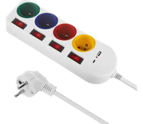 Maclean MCE508 bílá / Prodlužovací kabel / 4 zásuvky / 1,5 m