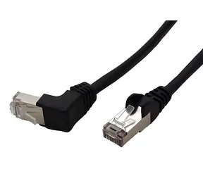 Goobay FTP patchkabel kat. 5e lomený 90° černý / Patchkabel / FTP / 1 m