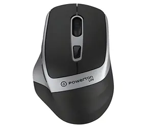 Powerton LIFE FLIXO černo-stříbrná / Bezdrátová myš / optická / 1600 DPI / 6 tlačítek / 2,4 GHz