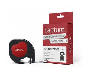 Capture páska do štítků 12mm černá na bílé / Páska do tiskárny štítků / 4 m / kompatibilní DYMO LetraTag
