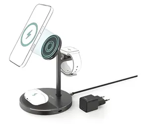 Hama Qi2 bezdrátová nabíječka s držákem 3v1 černá / 15 W / USB-C adaptér 45 W