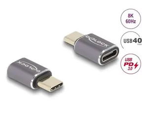 DeLock USB-C adaptér antracitový / USB adaptér / USB4 Gen 2x2 / 40 Gbps / PD 3.0 100 W / DisplayPort 1.4