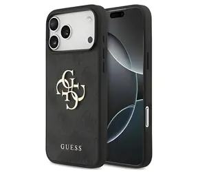 Guess PU 4G Metal Logo iPhone 17 Pro Max šedá / Zadní kryt / Umělá kůže (PU) / Kovové logo