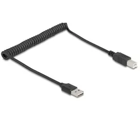 Delock černá / Spirálový USB kabel / EASY-USB 2.0 Typ-A / USB 2.0 / 0,8 m
