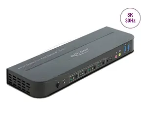 Delock DisplayPort 1.4 KVM Switch černá / 4 PC / 8K 30 Hz / USB 5 Gbps / Audio