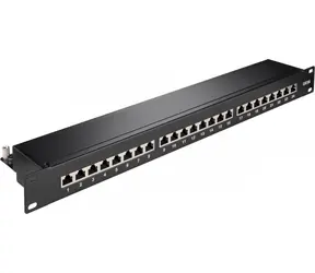 Goobay Patch panel 24x RJ45 STP Kat. 6A / Patch panel / 19" / 1U / Černá