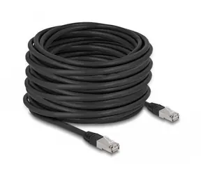Delock síťový kabel RJ45 Cat.6A S/FTP Outdoor 20 m černá / Síťový kabel / PE plášť / -20 až 60 °C