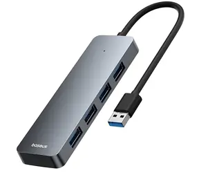 Baseus UltraJoy Lite šedá / USB hub / 4v1 / USB-A na 4x USB 3.0 / 15 cm