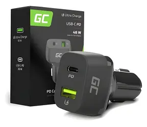 Green Cell Autonabíječka 48W černá / USB-C PD 30W / USB-A QC 3.0