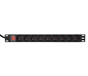 Gembird EG-PDU-9F2F / Prodlužovací přívod do racku (PDU) / 10x C13 / 1U / 16A / 2m / černá