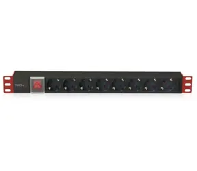 Techly I-CASE STRIP-81UD černá, červená / PDU lišta do racku / 8x Schuko / 1U / 16A / 3m
