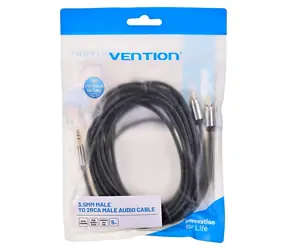 Vention BCFBJ černá / Audio kabel / 2x RCA (Cinch) - 3,5mm jack / 5 m