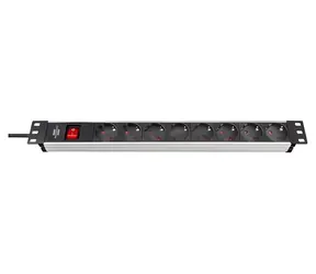 Brennenstuhl Alu-Line černá / Napájecí lišta / 19" / 8x zásuvka / vypínač / 3500 W / 2m kabel