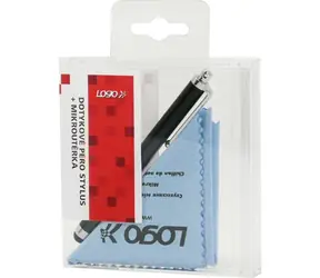 LOGO SUK009K černá / Stylus / Kovové provedení / Délka 112 mm / Mikrovláknová utěrka v balení
