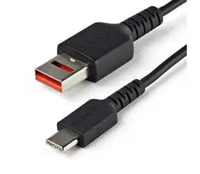 StarTech černá / Bezpečnostní nabíjecí adaptér / USB-A - USB-C / 12 W / 1 m