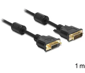 DeLock DVI-D 24+1 černá / Prodlužovací kabel / samec > samice / 1 m / pozlacené konektory