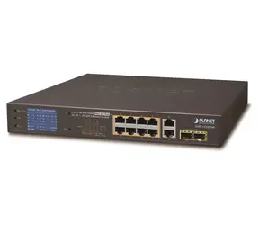 Planet GSD-1222VHP / PoE switch / 8x PoE + 2x 1000Base-T + 2x SFP / LCD / VLAN / IEEE 802.3at 120W / extend 250m