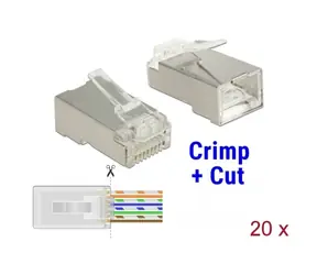 Delock 86454 / Konektor RJ45 Cat.6 STP / krimpovací / stíněný, průhledný / 20 ks