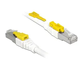 Delock Síťový kabel RJ45 Secure bílý / Síťový kabel / Cat.6A / S/STP / LSOH / 5 m