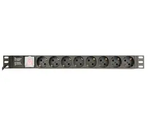Gembird PDU 8x Schuko 1U 16A 3m černá / Zásuvkový panel do racku / 3680 W / vypínač