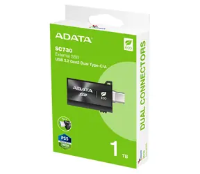 ADATA SC730 1TB černá / SSD / Externí / čtení: 600 MB/s / zápis: 600 MB/s / USB-A + USB-C 3.2 Gen 2