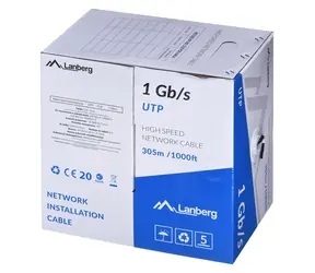 Lanberg UTP kabel drát černý 305 m / Síťový kabel / CCA / 250 MHz / AWG23