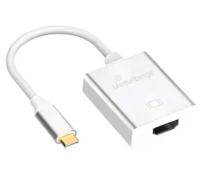 MediaRange USB-C na HDMI stříbrná / Adaptér / 4K 30Hz / pozlacené kontakty