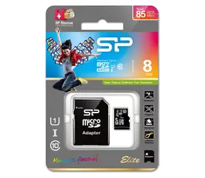 Silicon Power Elite 8GB / Paměťová karta microSDHC / Class 10 / UHS-I / 85 MB/s / + SD adaptér