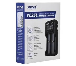 XTAR VC2SL / Nabíječka baterií / Li-Ion, Ni-MH, Ni-Cd / LCD displej / USB / pro 2 baterie